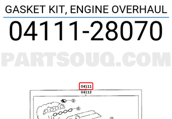 Toyota 0411128070 GASKET KIT, ENGINE OVERHAUL