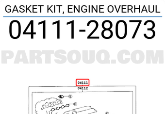 Toyota 0411128073 GASKET KIT, ENGINE OVERHAUL