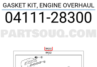 Toyota 0411128300 GASKET KIT, ENGINE OVERHAUL