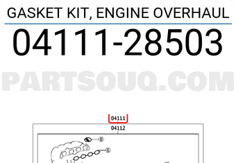 Toyota 0411128503 GASKET KIT, ENGINE OVERHAUL