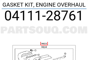 Toyota 0411128761 GASKET KIT, ENGINE OVERHAUL