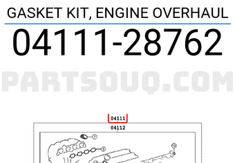 Toyota 0411128762 GASKET KIT, ENGINE OVERHAUL