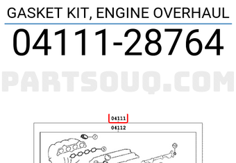 Toyota 0411128764 GASKET KIT, ENGINE OVERHAUL