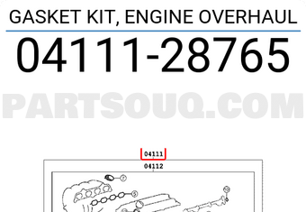 Toyota 0411128765 GASKET KIT, ENGINE OVERHAUL