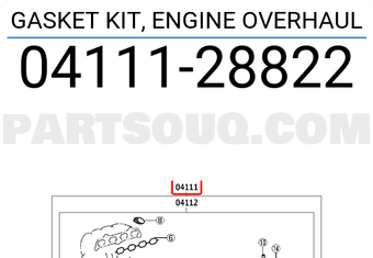 Toyota 0411128822 GASKET KIT, ENGINE OVERHAUL