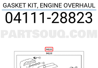 Toyota 0411128823 GASKET KIT, ENGINE OVERHAUL