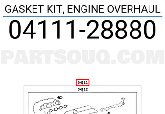 Toyota 0411128880 GASKET KIT, ENGINE OVERHAUL