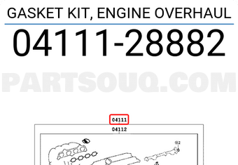 Toyota 0411128882 GASKET KIT, ENGINE OVERHAUL