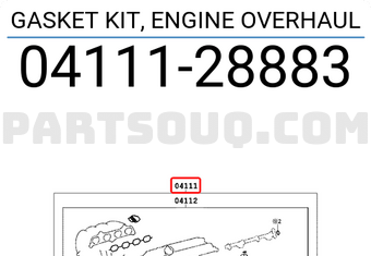 Toyota 0411128883 GASKET KIT, ENGINE OVERHAUL