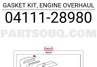 Toyota 0411128980 GASKET KIT, ENGINE OVERHAUL