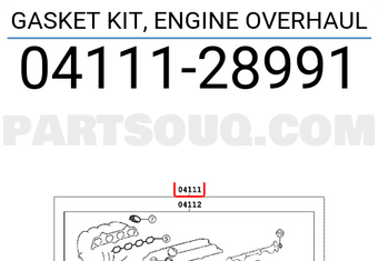 Toyota 0411128991 GASKET KIT, ENGINE OVERHAUL