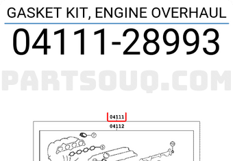 Toyota 0411128993 GASKET KIT, ENGINE OVERHAUL