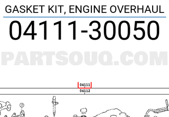 Toyota 0411130050 GASKET KIT, ENGINE OVERHAUL
