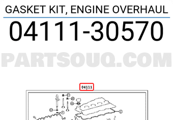 Toyota 0411130570 GASKET KIT, ENGINE OVERHAUL