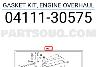 Toyota 0411130575 GASKET KIT, ENGINE OVERHAUL