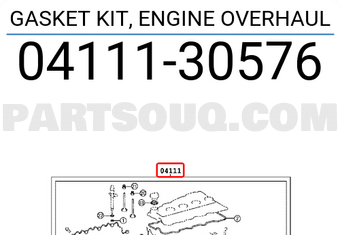Toyota 0411130576 GASKET KIT, ENGINE OVERHAUL