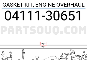 Toyota 0411130651 GASKET KIT, ENGINE OVERHAUL