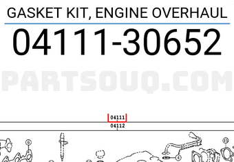 Toyota 0411130652 GASKET KIT, ENGINE OVERHAUL