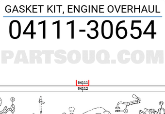 Toyota 0411130654 GASKET KIT, ENGINE OVERHAUL