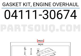 Toyota 0411130674 GASKET KIT, ENGINE OVERHAUL