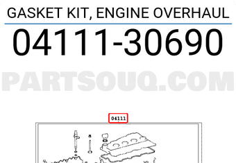 Toyota 0411130690 GASKET KIT, ENGINE OVERHAUL