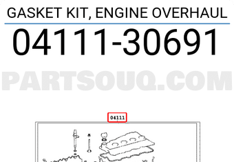 Toyota 0411130691 GASKET KIT, ENGINE OVERHAUL