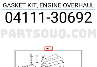 Toyota 0411130692 GASKET KIT, ENGINE OVERHAUL