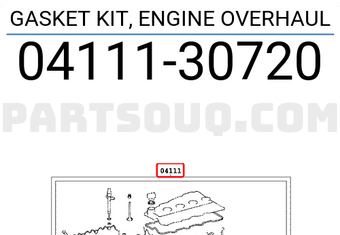 Toyota 0411130720 GASKET KIT, ENGINE OVERHAUL