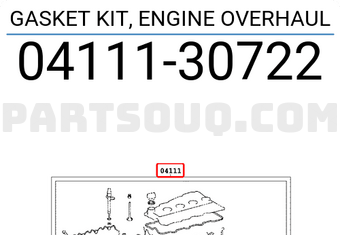 Toyota 0411130722 GASKET KIT, ENGINE OVERHAUL