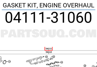Toyota 0411131060 GASKET KIT, ENGINE OVERHAUL