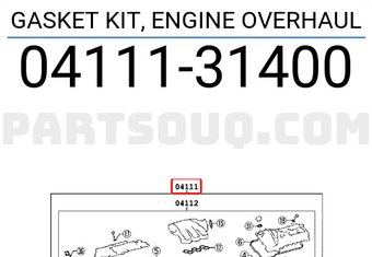 Toyota 0411131400 GASKET KIT, ENGINE OVERHAUL