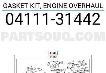 Toyota 0411131442 GASKET KIT, ENGINE OVERHAUL