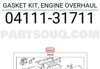 Toyota 0411131711 GASKET KIT, ENGINE OVERHAUL