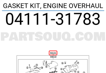 Toyota 0411131783 GASKET KIT, ENGINE OVERHAUL