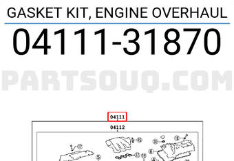 Toyota 0411131870 GASKET KIT, ENGINE OVERHAUL