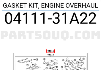 Toyota 0411131A22 GASKET KIT, ENGINE OVERHAUL