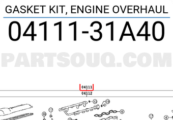 Toyota 0411131A40 GASKET KIT, ENGINE OVERHAUL