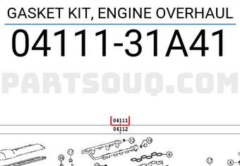 Toyota 0411131A41 GASKET KIT, ENGINE OVERHAUL