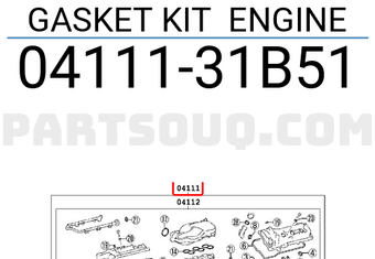 Toyota 0411131B51 GASKET KIT ENGINE