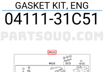 Toyota 0411131C51 GASKET KIT, ENG