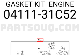 Toyota 0411131C52 GASKET KIT ENGINE