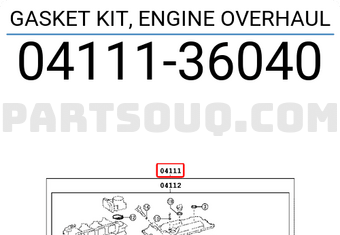 Toyota 0411136040 GASKET KIT, ENGINE OVERHAUL