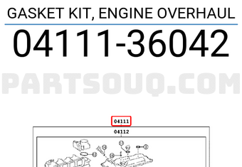 Toyota 0411136042 GASKET KIT, ENGINE OVERHAUL