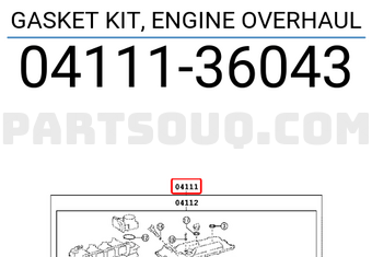 Toyota 0411136043 GASKET KIT, ENGINE OVERHAUL