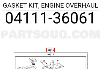 Toyota 0411136061 GASKET KIT, ENGINE OVERHAUL
