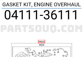 Toyota 0411136111 GASKET KIT, ENGINE OVERHAUL