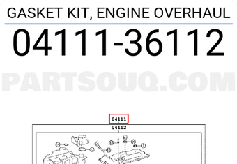 Toyota 0411136112 GASKET KIT, ENGINE OVERHAUL