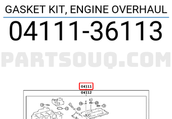 Toyota 0411136113 GASKET KIT, ENGINE OVERHAUL