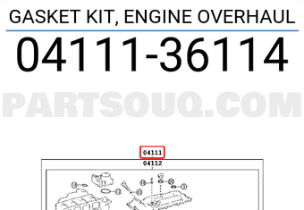 Toyota 0411136114 GASKET KIT, ENGINE OVERHAUL