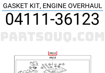Toyota 0411136123 GASKET KIT, ENGINE OVERHAUL